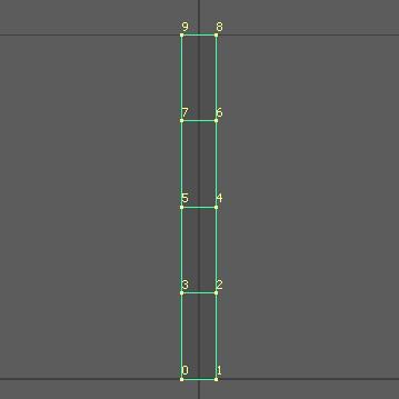 10頂点で構成された毛のメッシュ